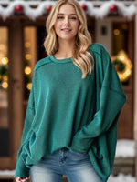 Hunter Green Long Sleeve Urban Ribbed Top

