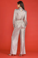 Metallic Foil Print Wide Leg Pants
