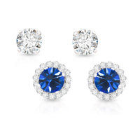 Silver September Birthstone with CZ Halo Jacket Earrings