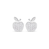 Silver CZ Apple Stud Earrings