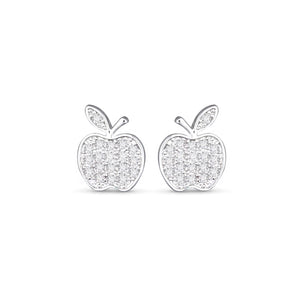 Silver CZ Apple Stud Earrings
