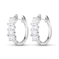Silver Baguette CZ Huggie Earrings
