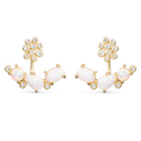 Gold CZ & Triple Opal Jacket Earrings