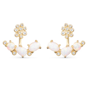 Gold CZ & Triple Opal Jacket Earrings