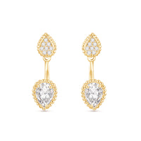 Gold CZ Pear Stud/Drop Jacket Earrings