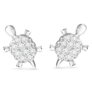 Silver Small CZ Turtle Stud Earrings