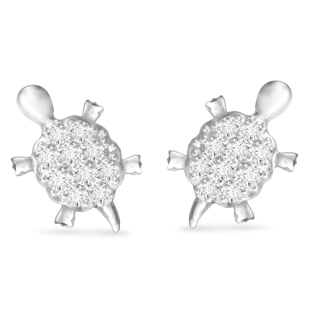 Silver Small CZ Turtle Stud Earrings