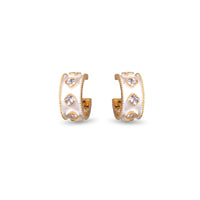 Gold CZ & Enamel Huggie Earrings