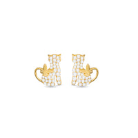 Gold CZ Cat with Butterfly Tail Earrings