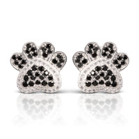Silver/Black Ice Blu Paw Print Earrings