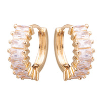 Gold Baguette CZ Huggie Earrings