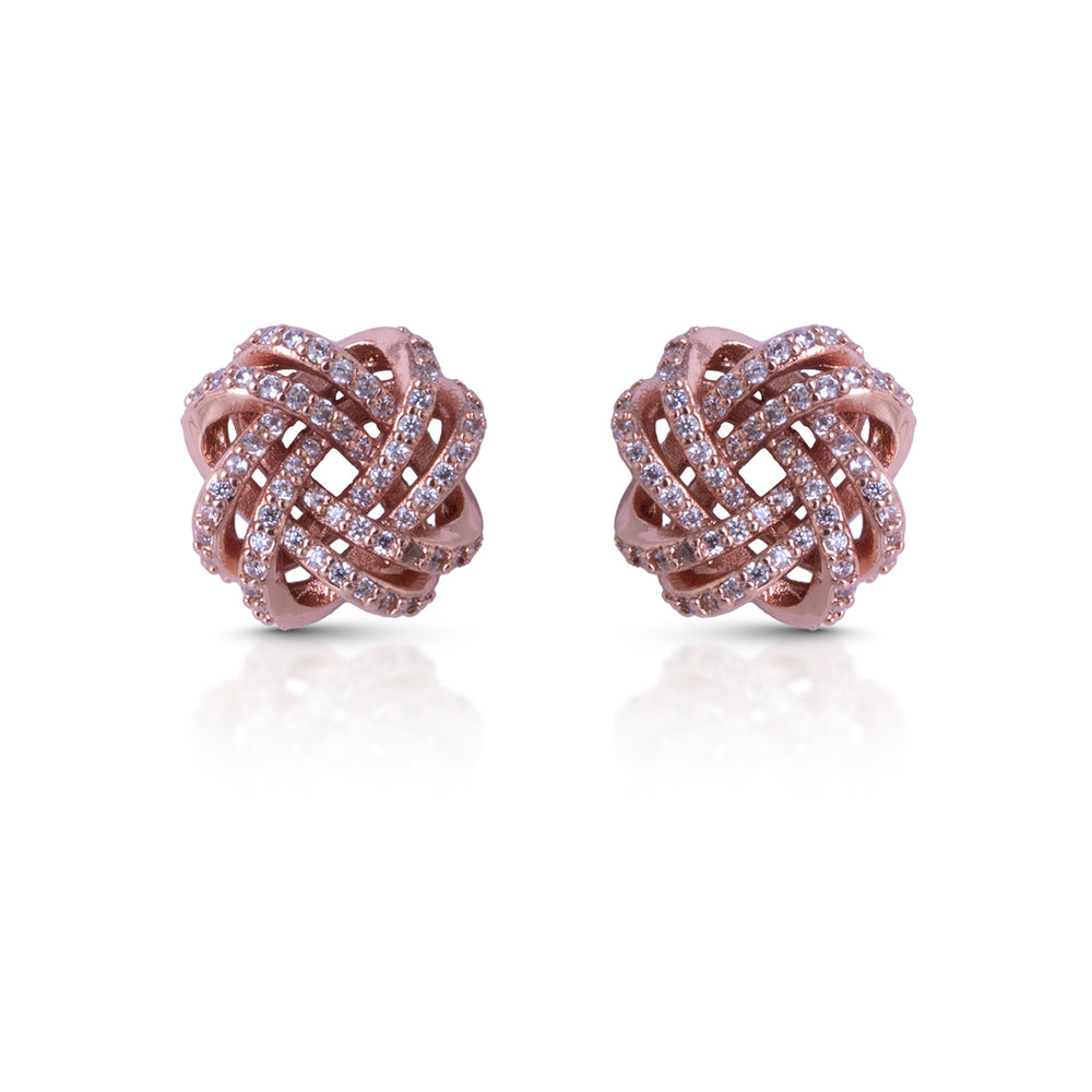 Rose Gold Celtic Knot CZ Stud Earrings