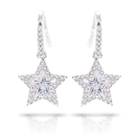 Silver Ice Blu Star Drop Earrings