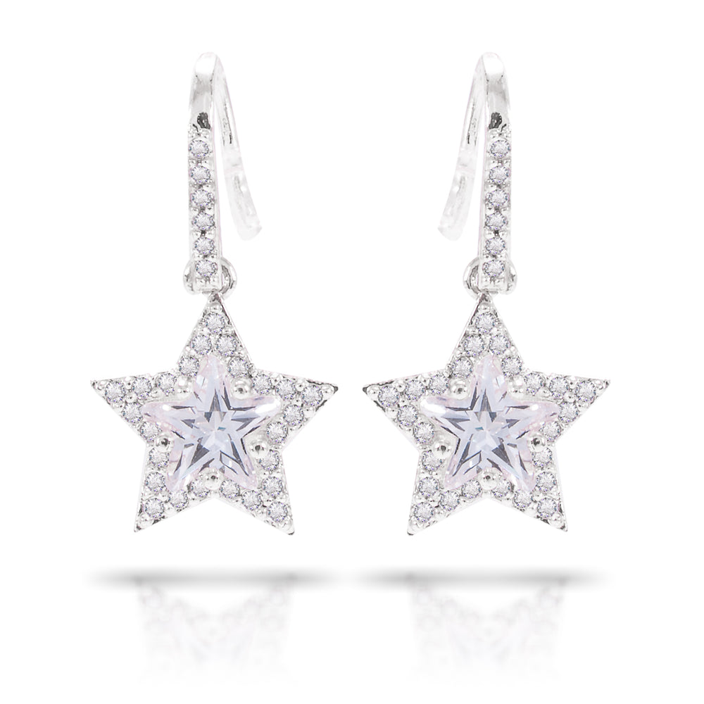 Silver Ice Blu Star Drop Earrings