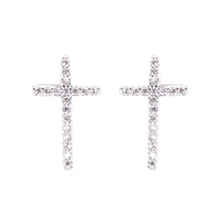 Silver Timeless Radiance Cross Stud Earrings