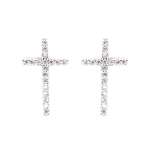 Silver Timeless Radiance Cross Stud Earrings