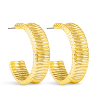 Gold Kennedy Polished Ribbed Hoop Earrings