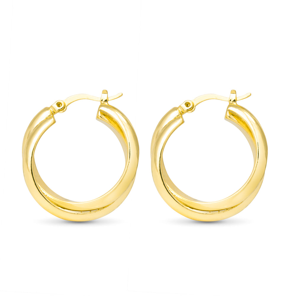Gold Diana Polished Simple Twist Hoop Earrings