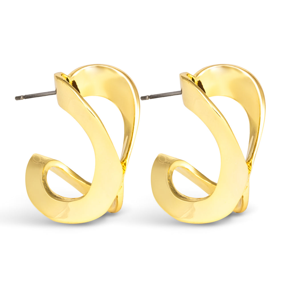 Gold Taylor Polished Folded Hoop Earrings