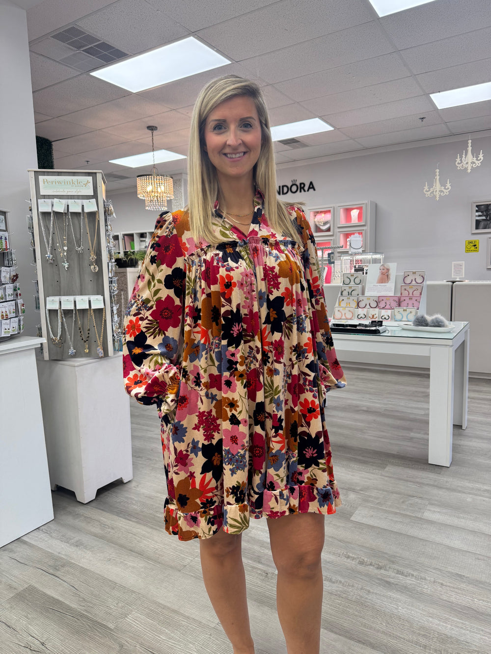 Fall Floral Velvet Dress