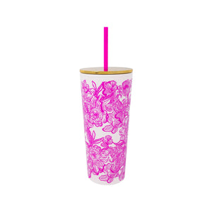 Lilly Pulitzer Tumbler with Straw, Unforgettable Pink