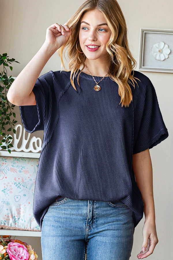 Navy Urban Ribbed Top
