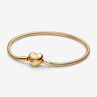 Pandora Moments Heart Clasp Snake Chain Bracelet Gold