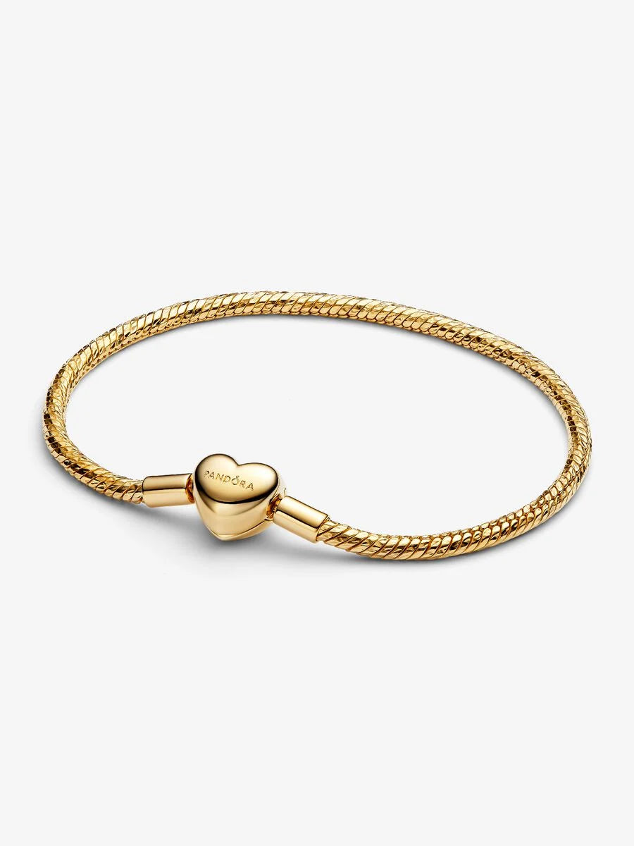 Pandora Heart Clasp Faceted Snake Chain Bracelet