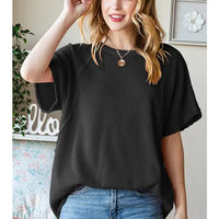 Black Short Sleeve Urban Ribbed Top