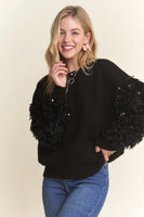 Shag Sequin Sleeve Sweater
