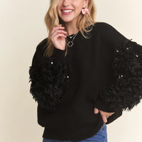 Shag Sequin Sleeve Sweater