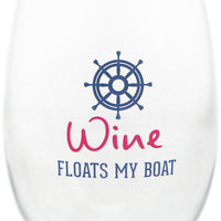 Floats My Boat 14oz Tritan Stemless Wine Glass ALL SALES FINAL