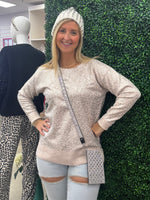 Silver Leopard Print Metallic Pull Over Top
