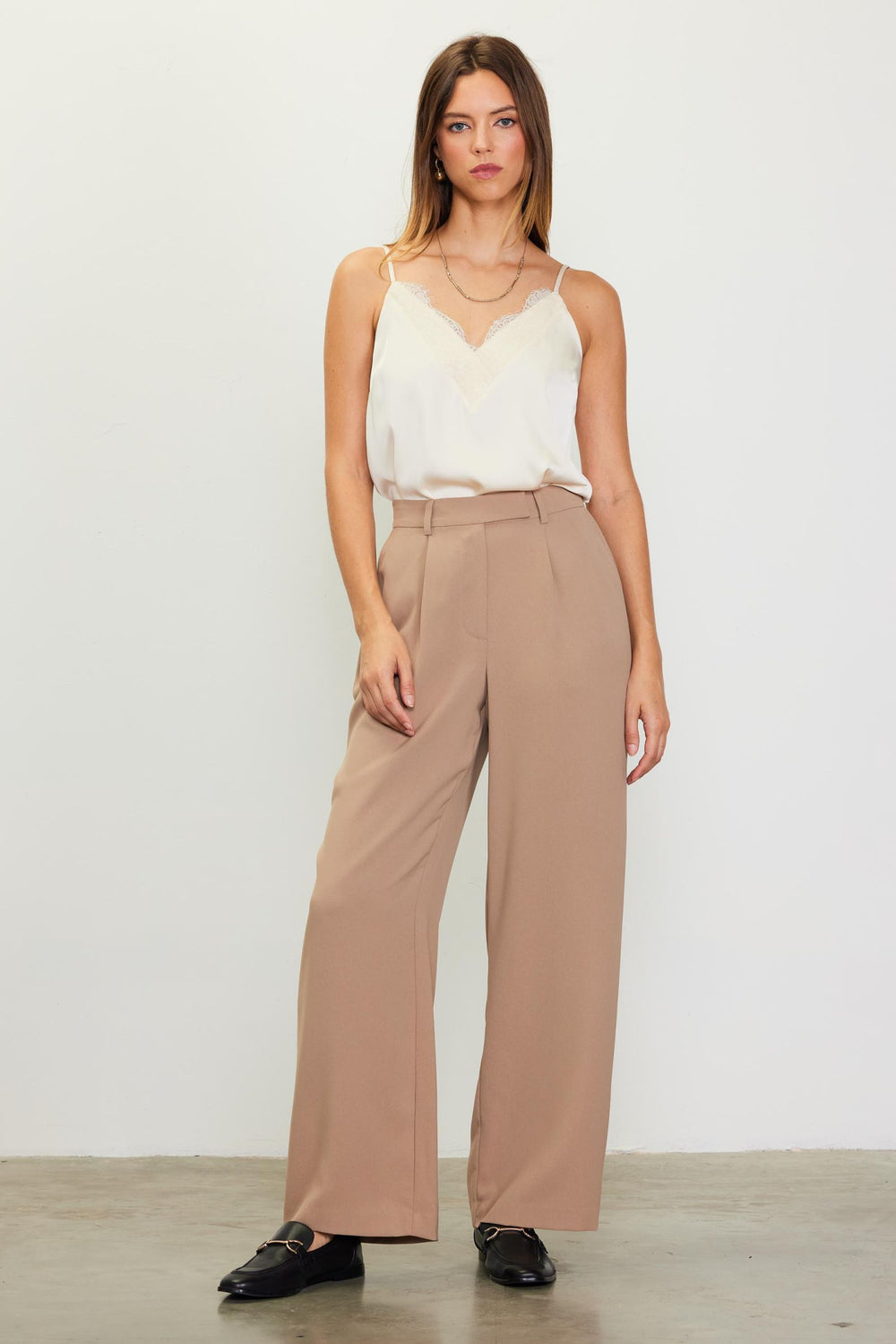Pintuck Wide Leg Trouser