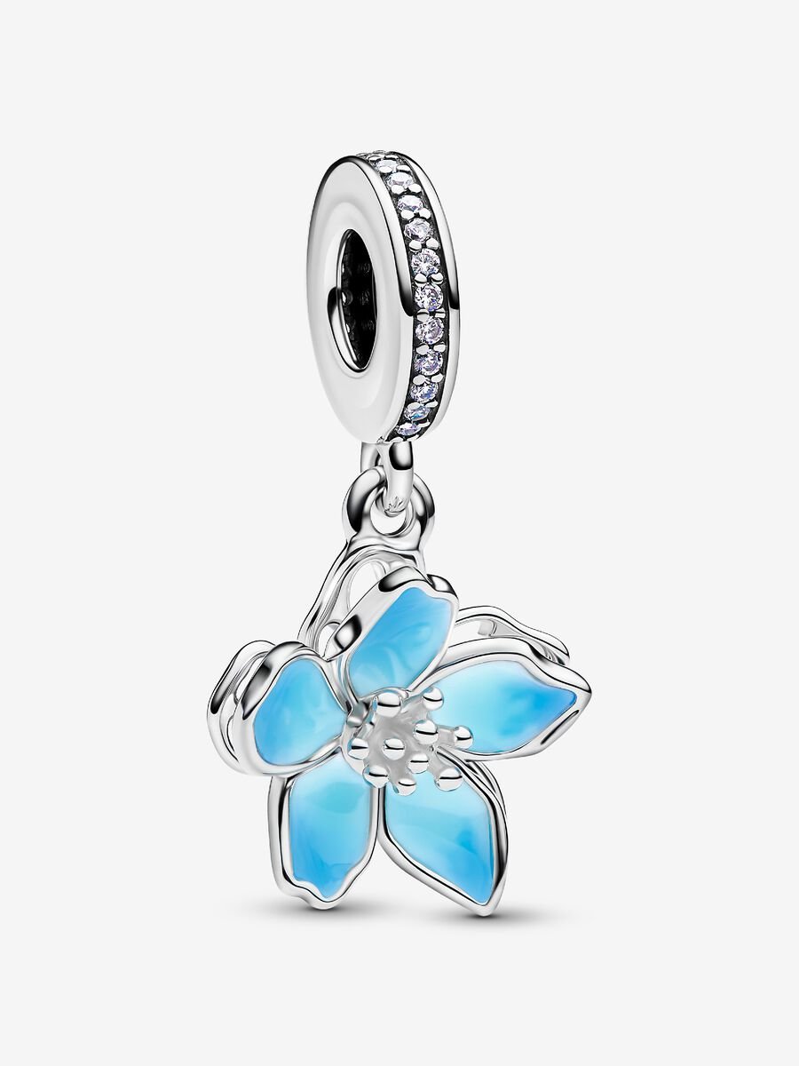 Pandor Blue Blossom Dangle Charm