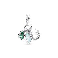 Pandora Four Leaf Clover, Heart and Horseshoe Triple Dangle Charm