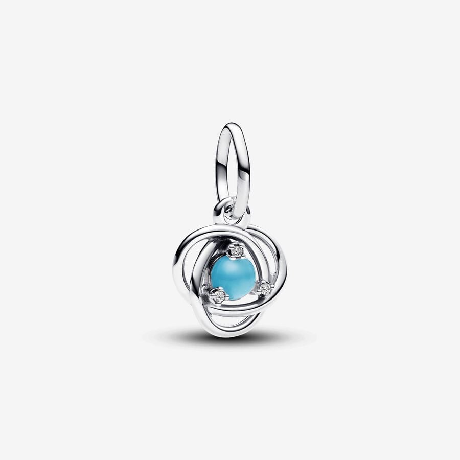 Pandora December Turquoise Blue Eternity Circle Dangle Charm
