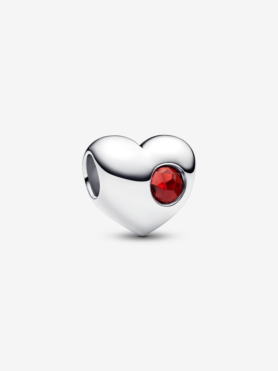 Pandora Engravable Red Stone Heart Charm - January Birthstone