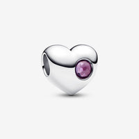 Pandora Engravable Purple Stone Heart Charm - February Birthstone
