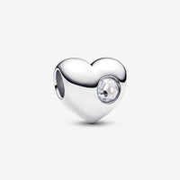 Pandora Engravable Clear Stone Heart Charm - April Birthstone