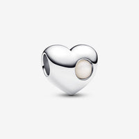 Pandora Engravable White Stone Heart Charm - June Birthstone