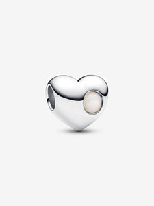 Pandora Engravable White Stone Heart Charm - June Birthstone