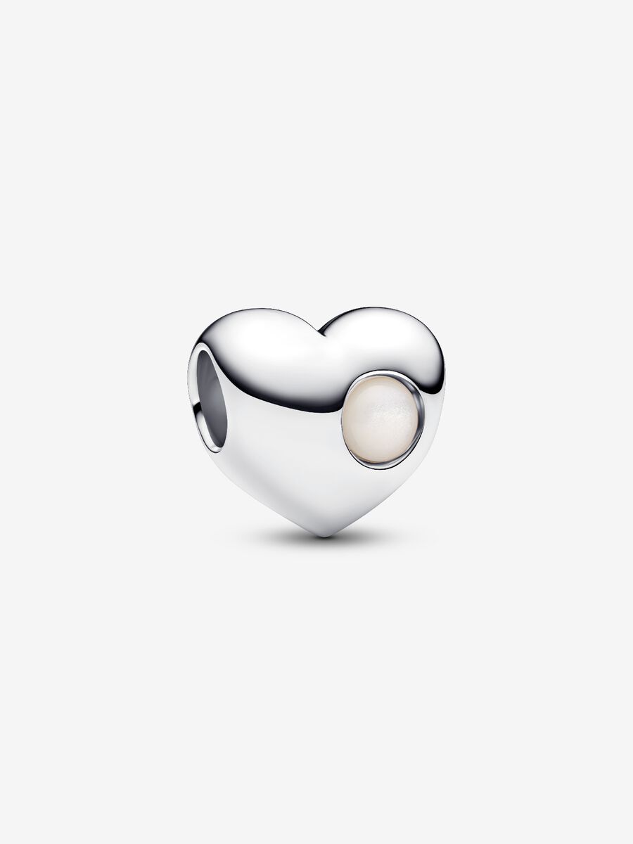Pandora Engravable White Stone Heart Charm - June Birthstone