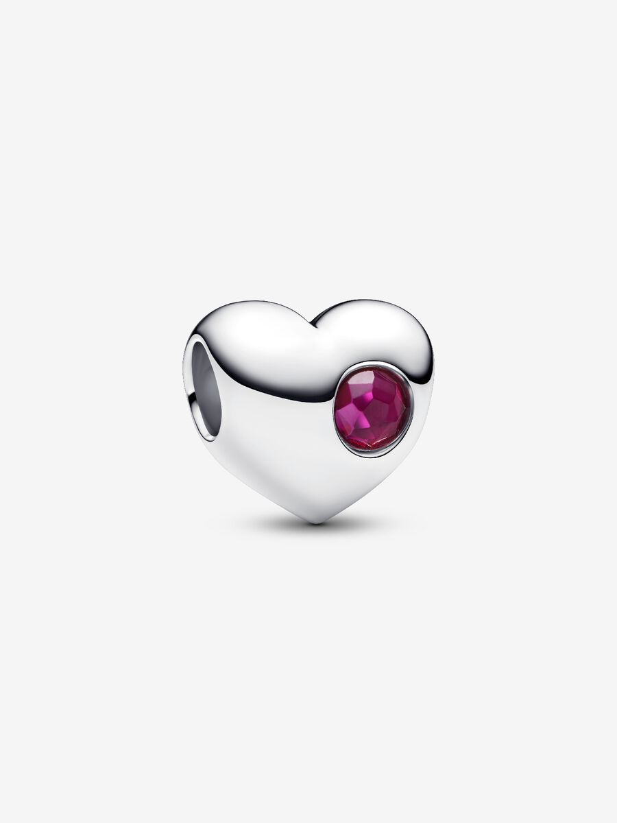 Pandora Engravable True Red Stone Heart Charm - July Birthstone