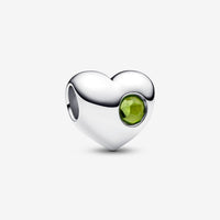 Pandora Engravable Spring Green Stone Heart Charm - August Birthstone