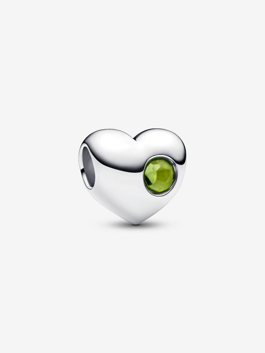 Pandora Engravable Spring Green Stone Heart Charm - August Birthstone