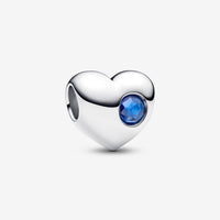 Pandora Engravable Blue Stone Heart Charm - September Birthstone