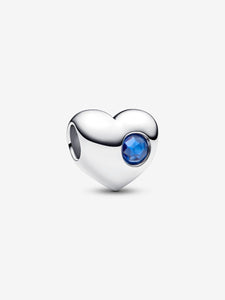 Pandora Engravable Blue Stone Heart Charm - September Birthstone