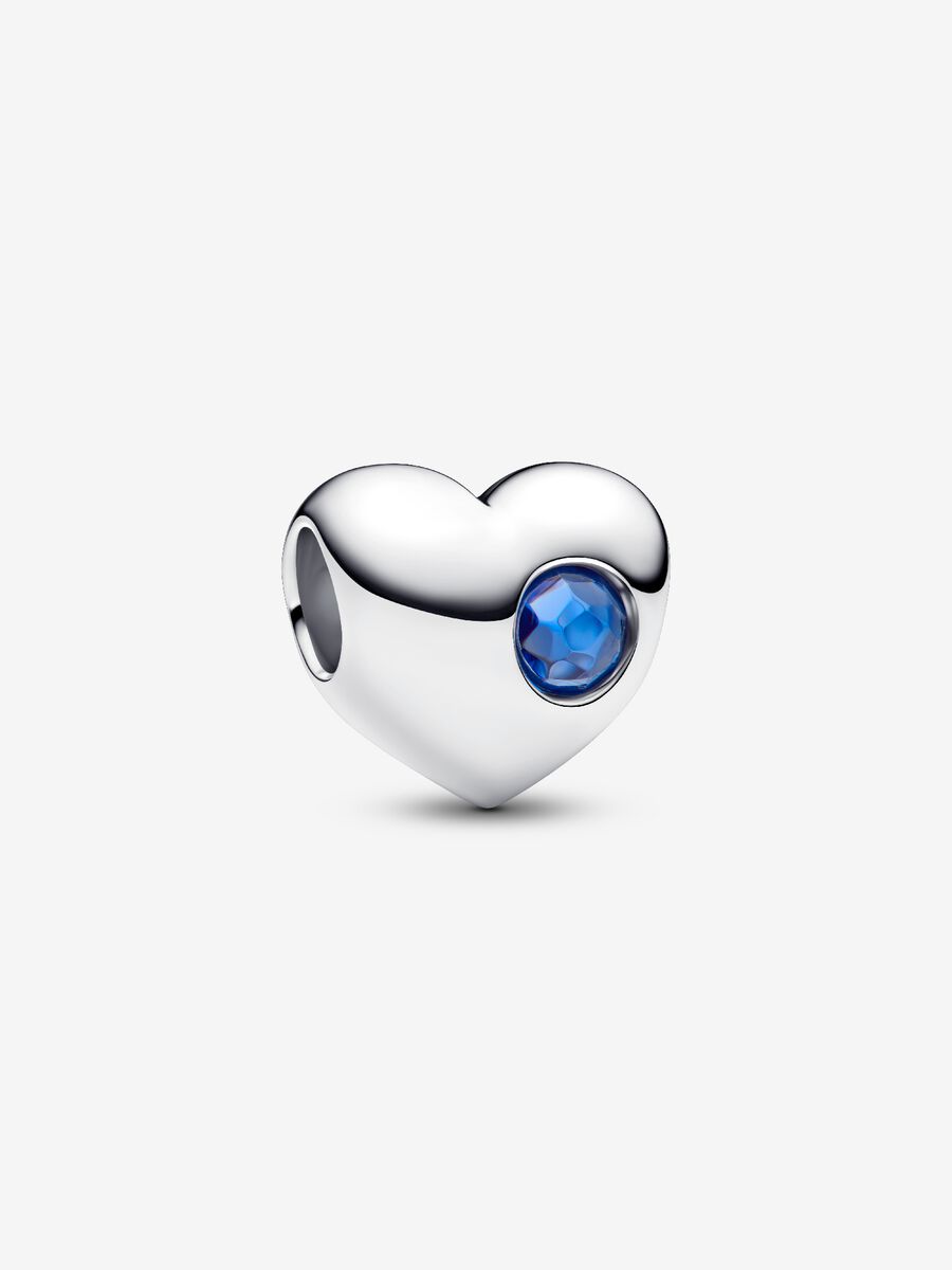 Pandora Engravable Blue Stone Heart Charm - September Birthstone