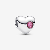 Pandora Engravable Pink Stone Heart Charm - October Birthstone
